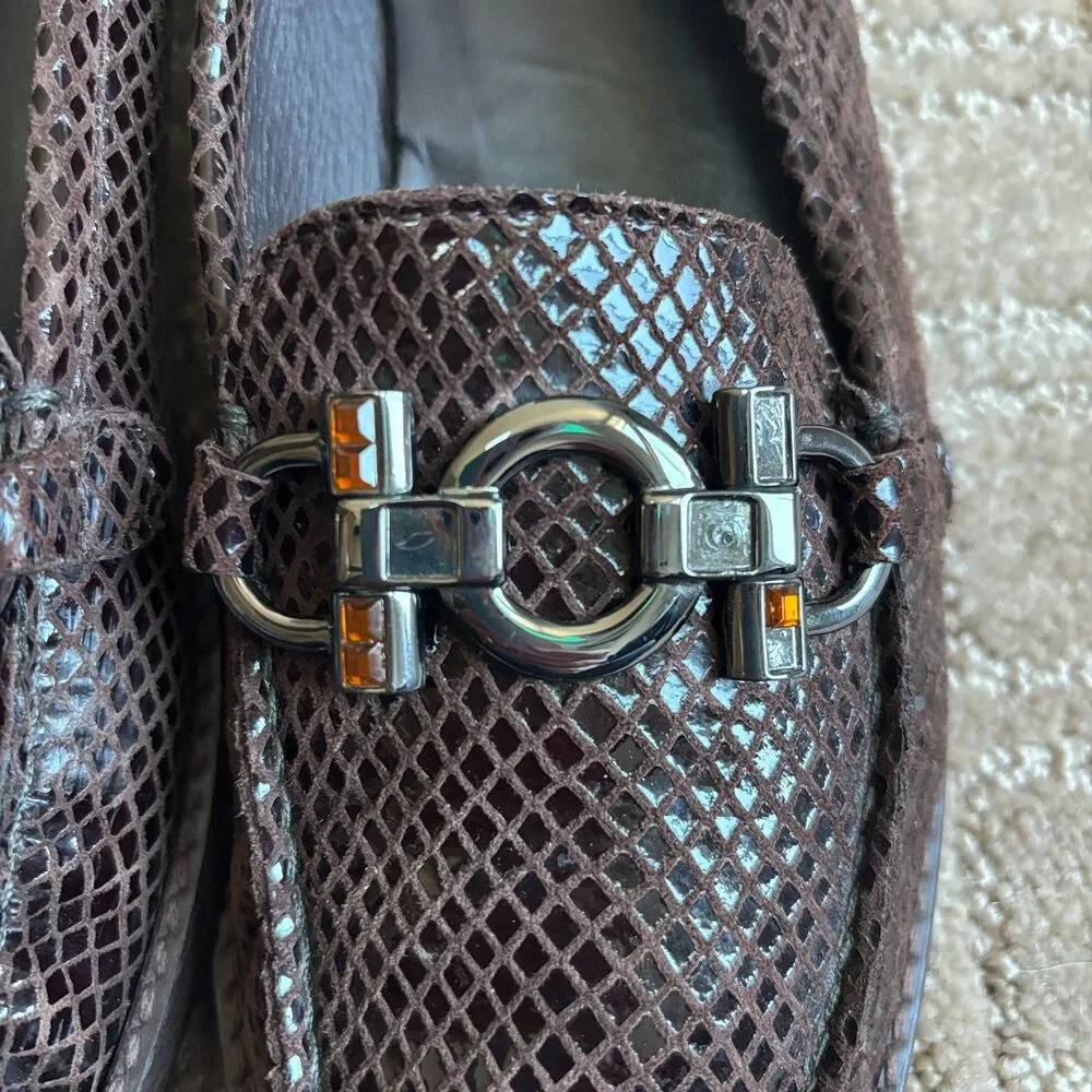 Stuart Weitzman Patent Leather Loafers Women's 8.5M (fits like 8) Brown READ